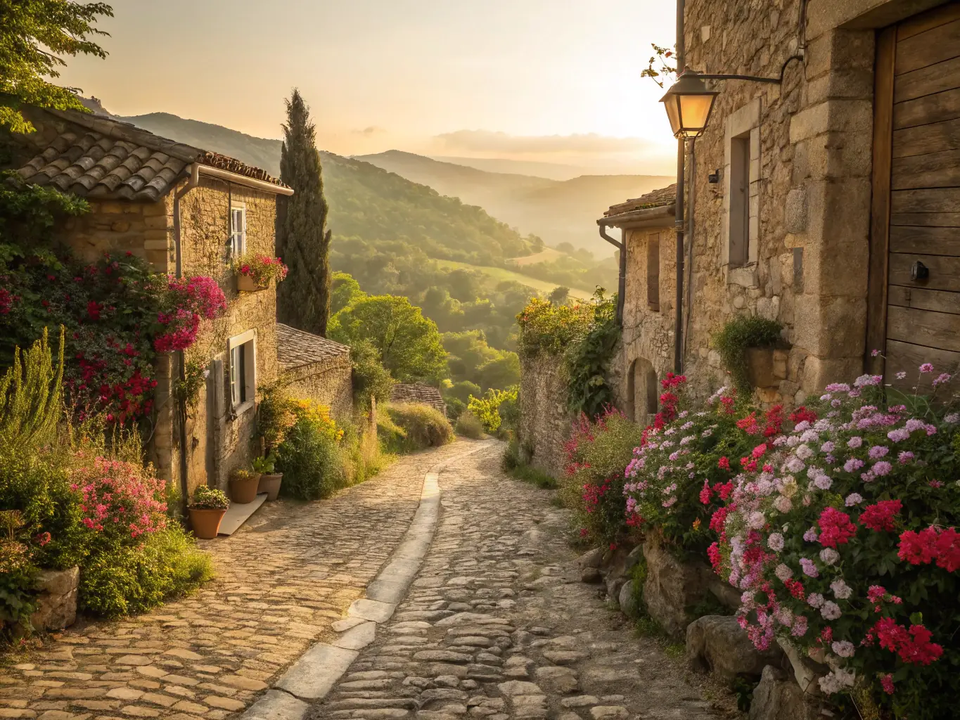 A scenic photograph capturing a guided heritage walk through Ailhon, highlighting historical landmarks and natural beauty.